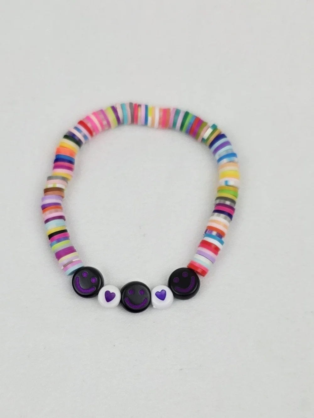 Handmade Clay Bead Multi Color Smiley Face  Bracelet